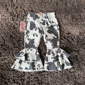 Kids Flared Cow Print Jeans